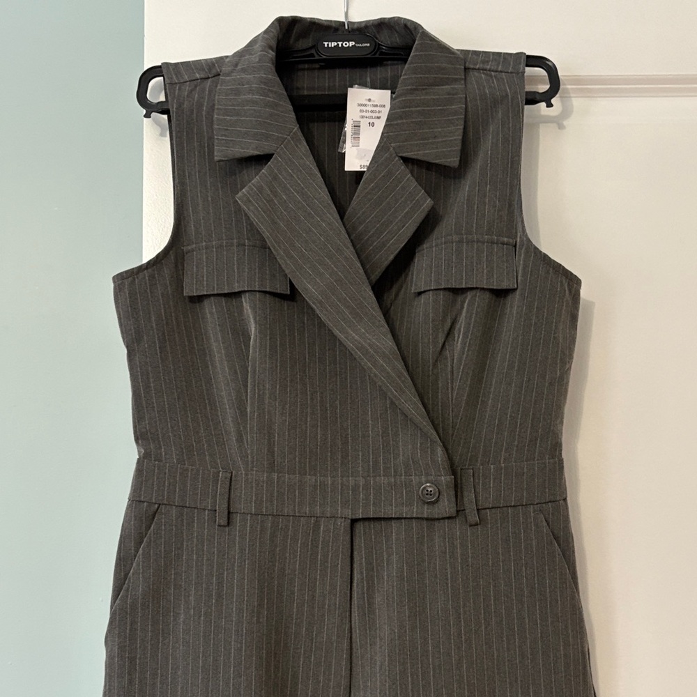 Ricki's Gray Pinstripe Sleeveless Jumpsuit